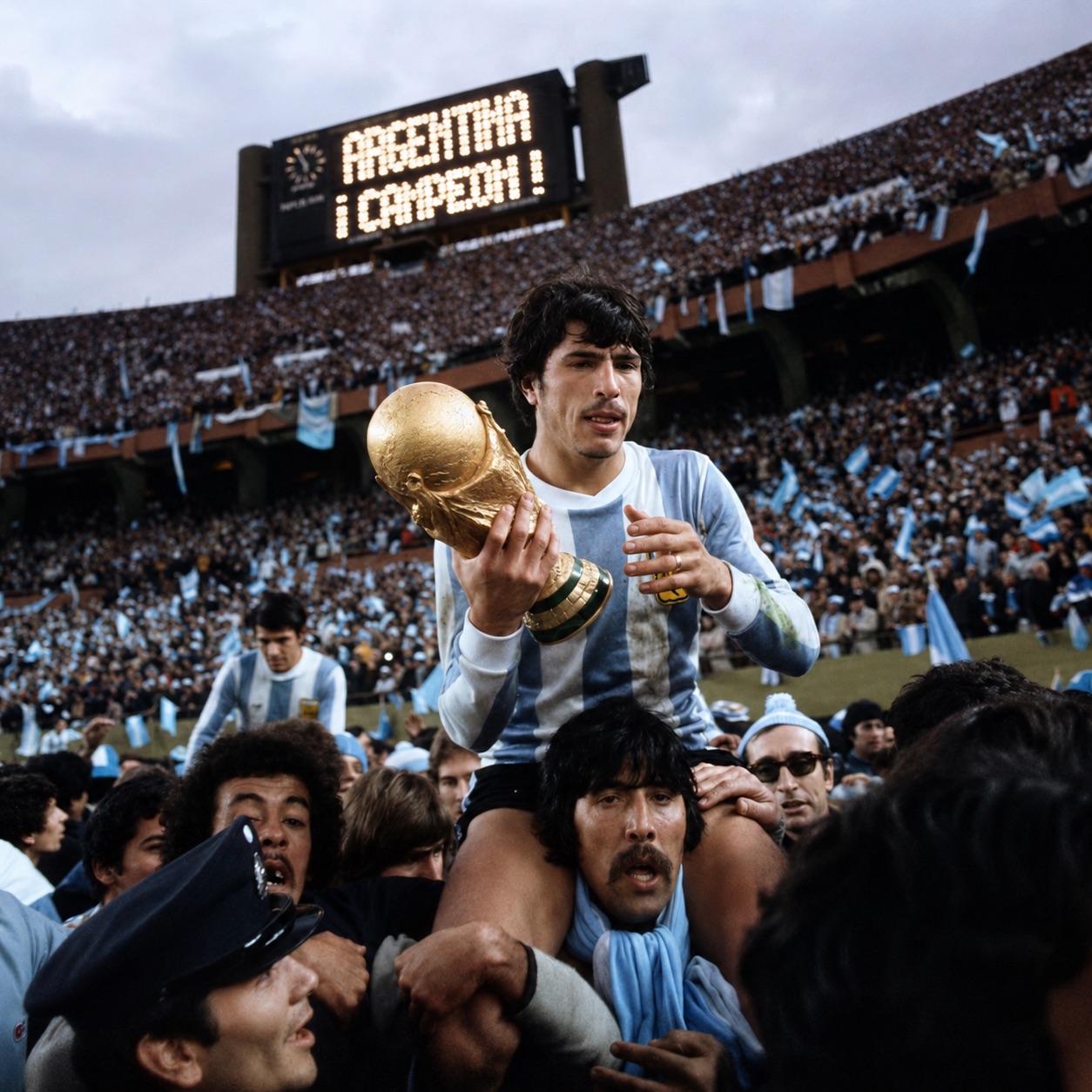 Daniel Passarella celebrates Argentina’s 1978 World Cup victory