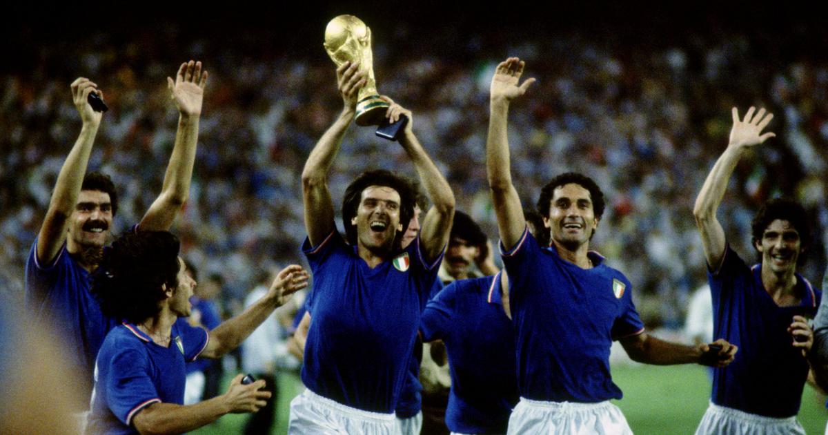 Paolo Rossi celebrates Italy’s 1982 World Cup victory