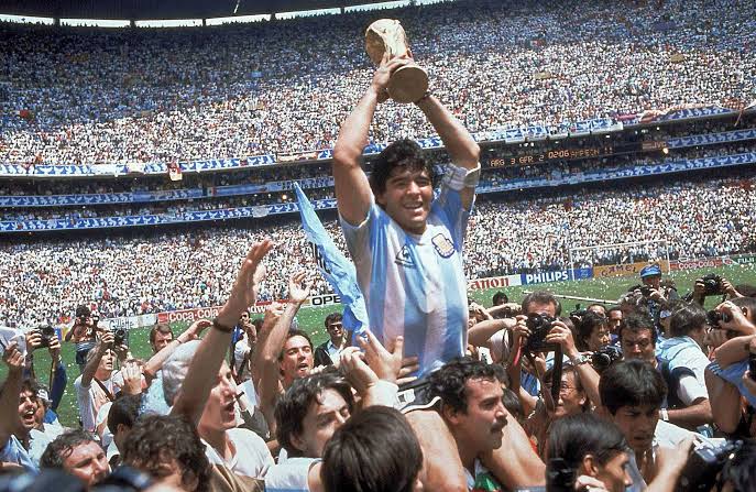 Diego Maradona celebrates Argentina’s 1986 World Cup victory