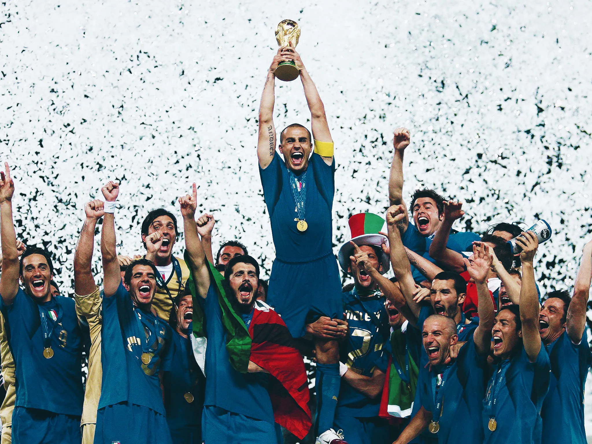 Fabio Cannavaro celebrates Italy’s 2006 World Cup victory