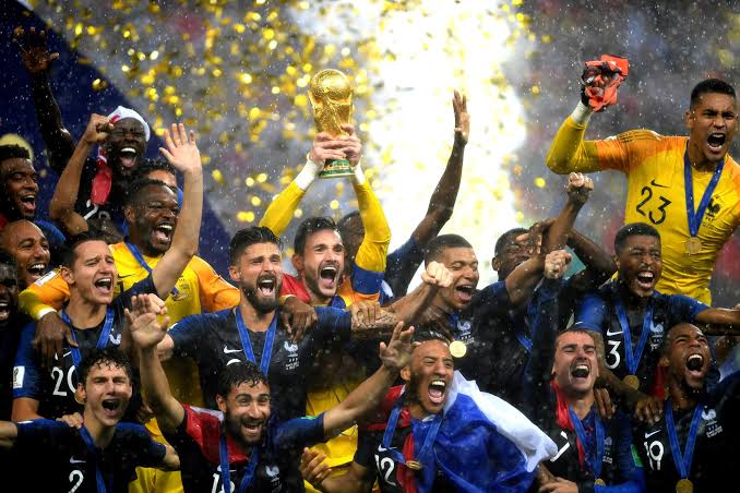 Kylian Mbappé celebrates France’s 2018 World Cup victory